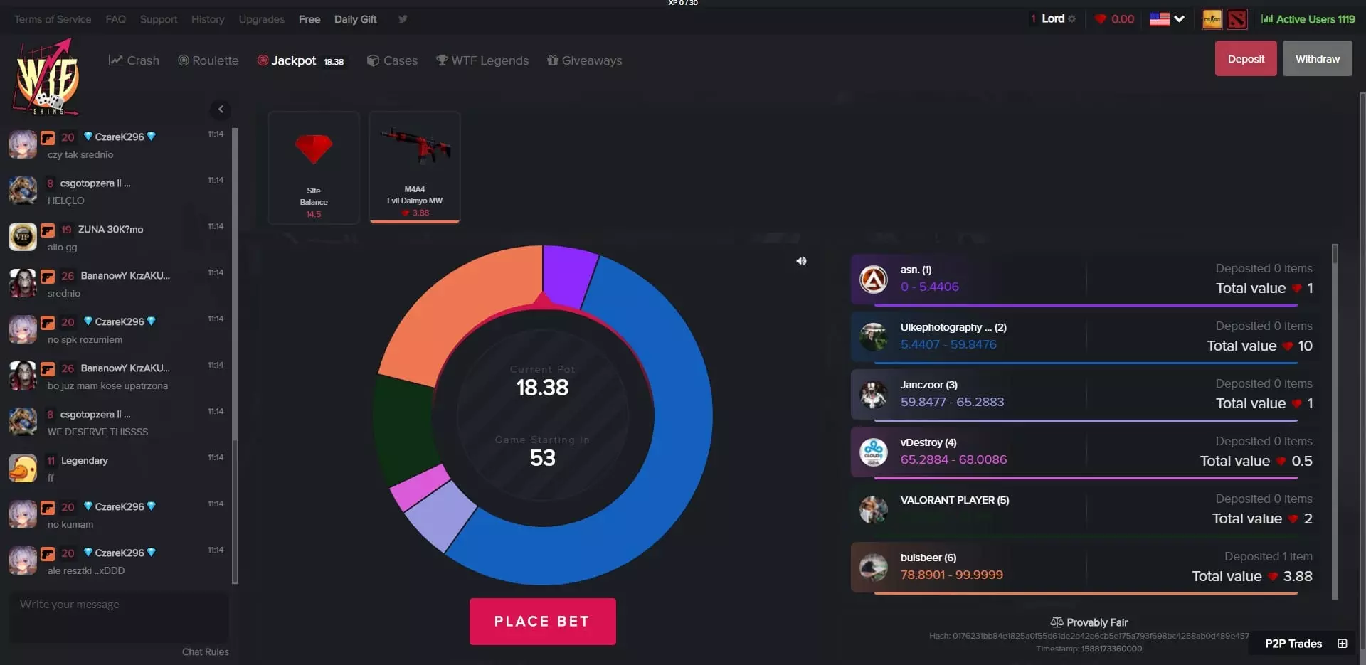 WTFSkins Jackpot