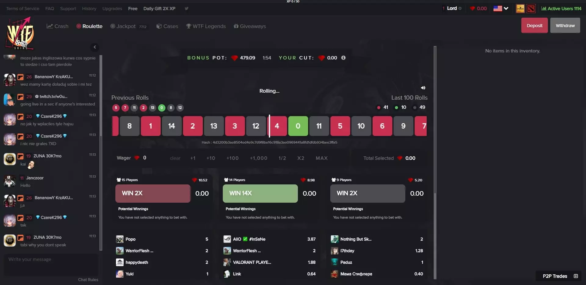 WTFSkins Roulette