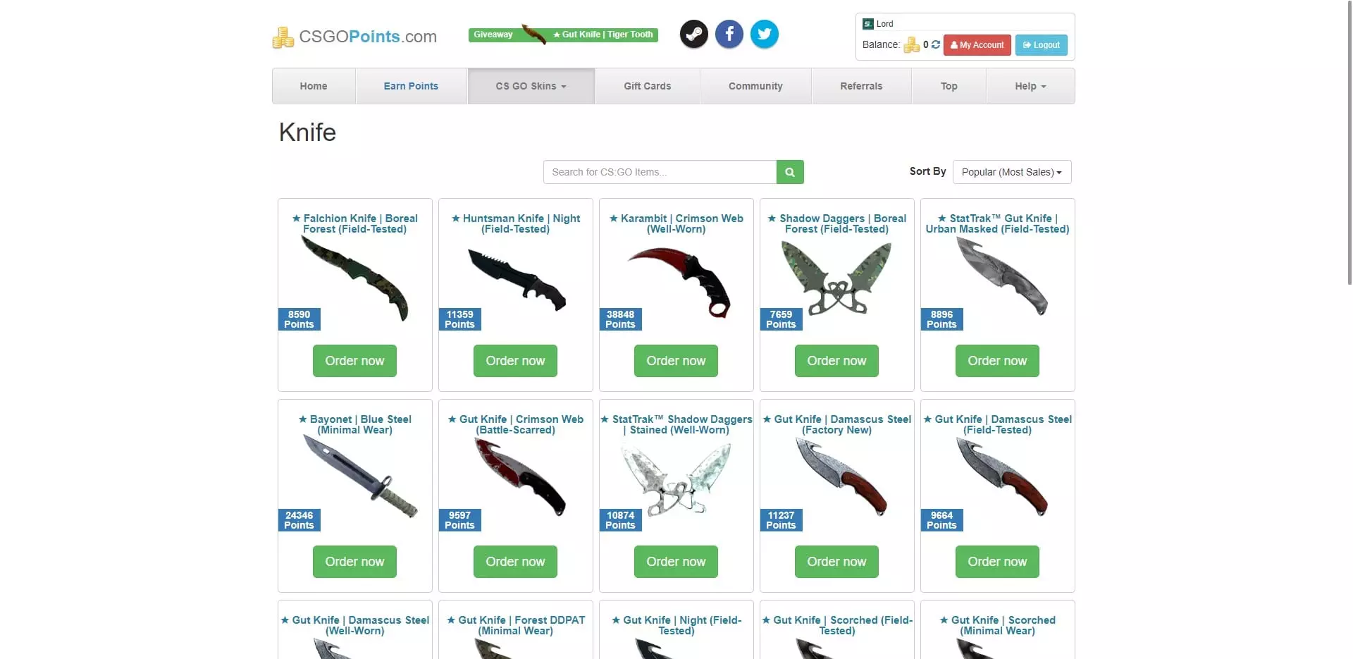 CSGOPoints Skin Withdraw