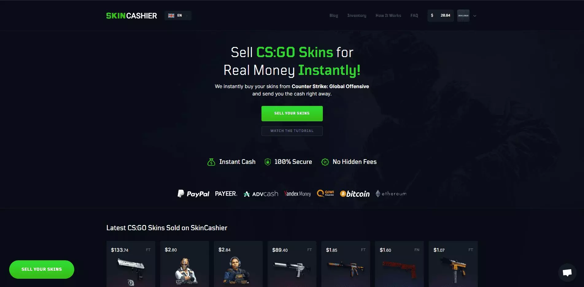 SkinCashier Homepage