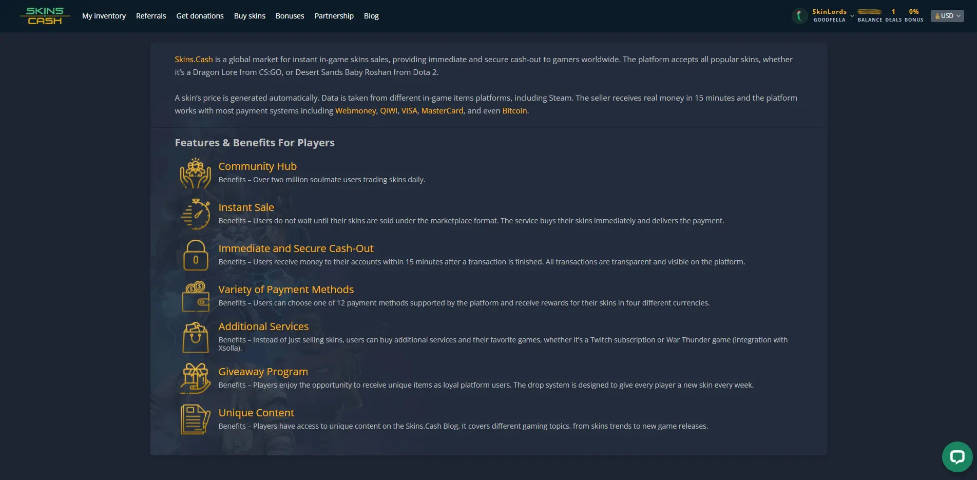 SkinsCash One Pager Information