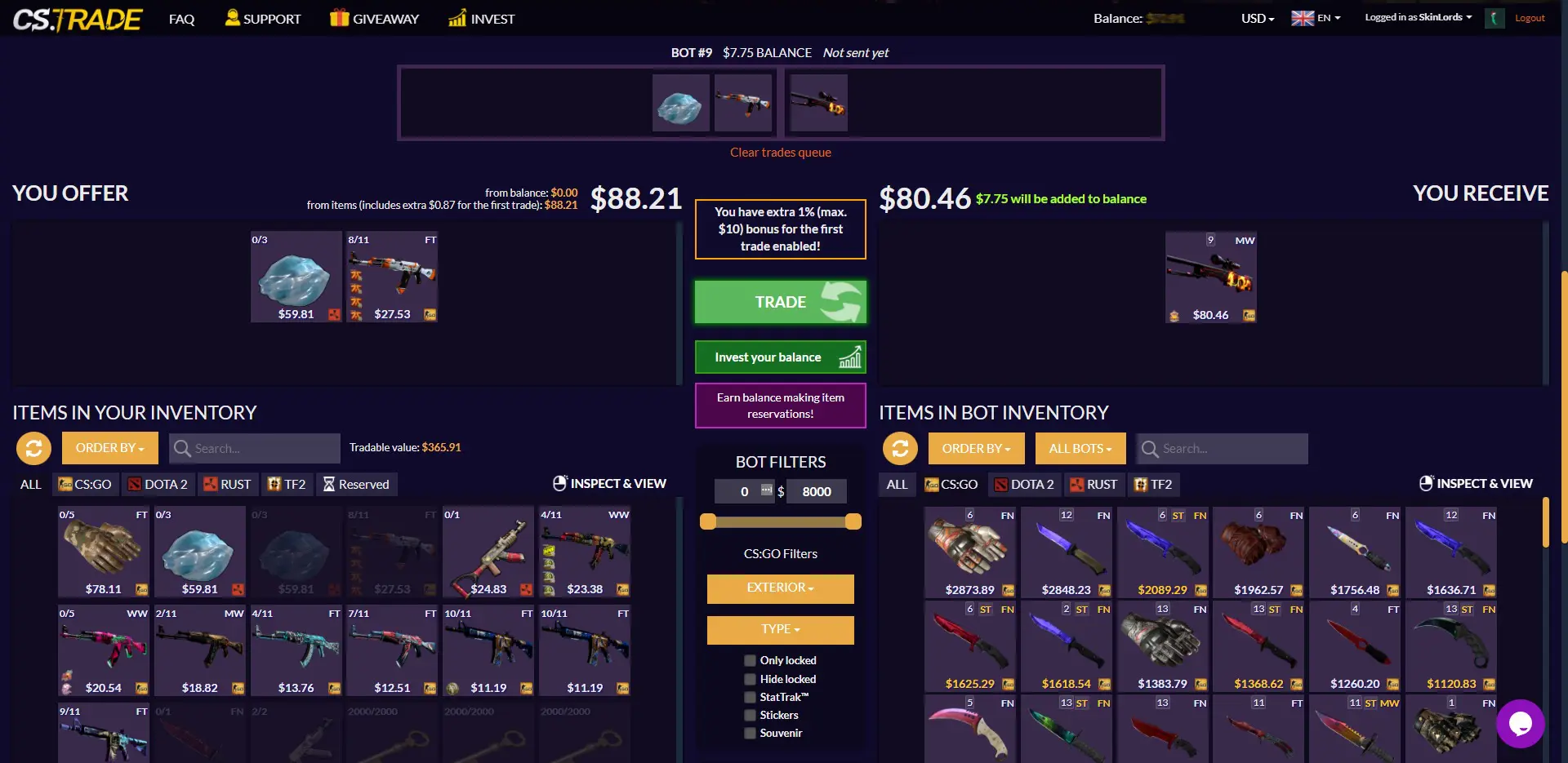 CSTrade Rust to CSGO Trading Overview