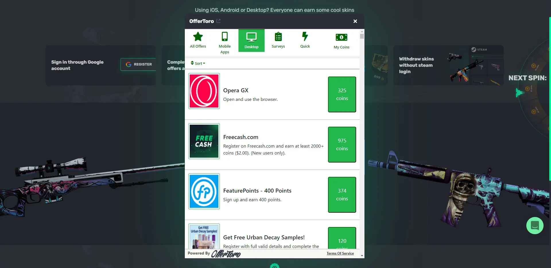 GCSkins Earning Offerwall Provider Offertoro