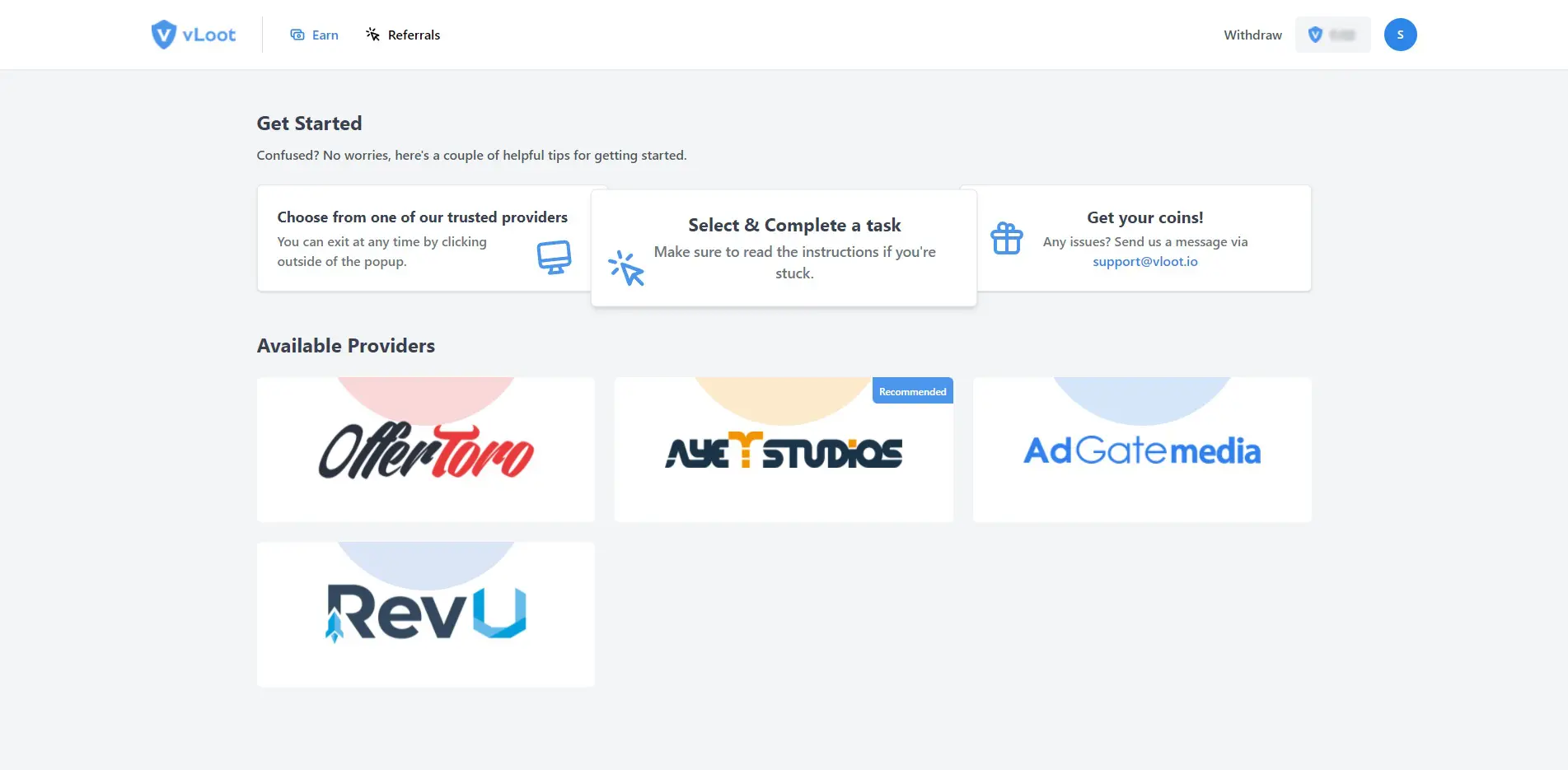 vLoot Earn Offerwall
