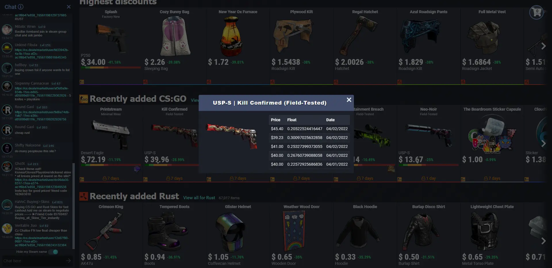 CS.Deals Skin Sale History