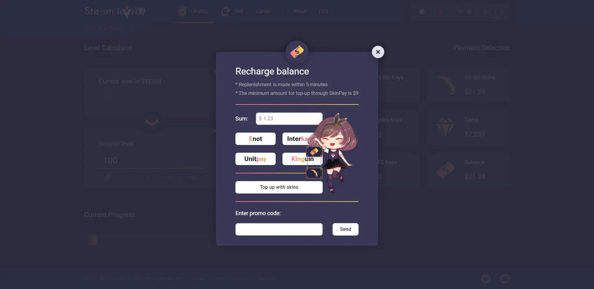SteamLevelU Balance Top-up