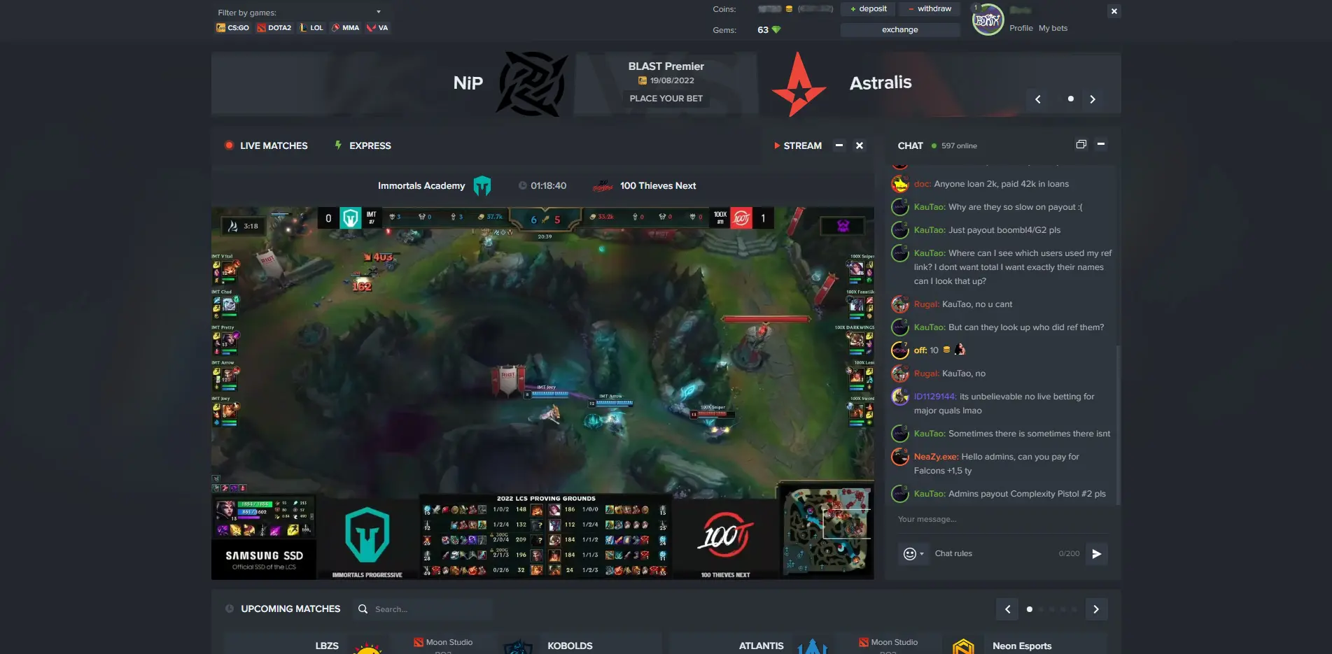 CSGOPositive League of Legends Match Livestream