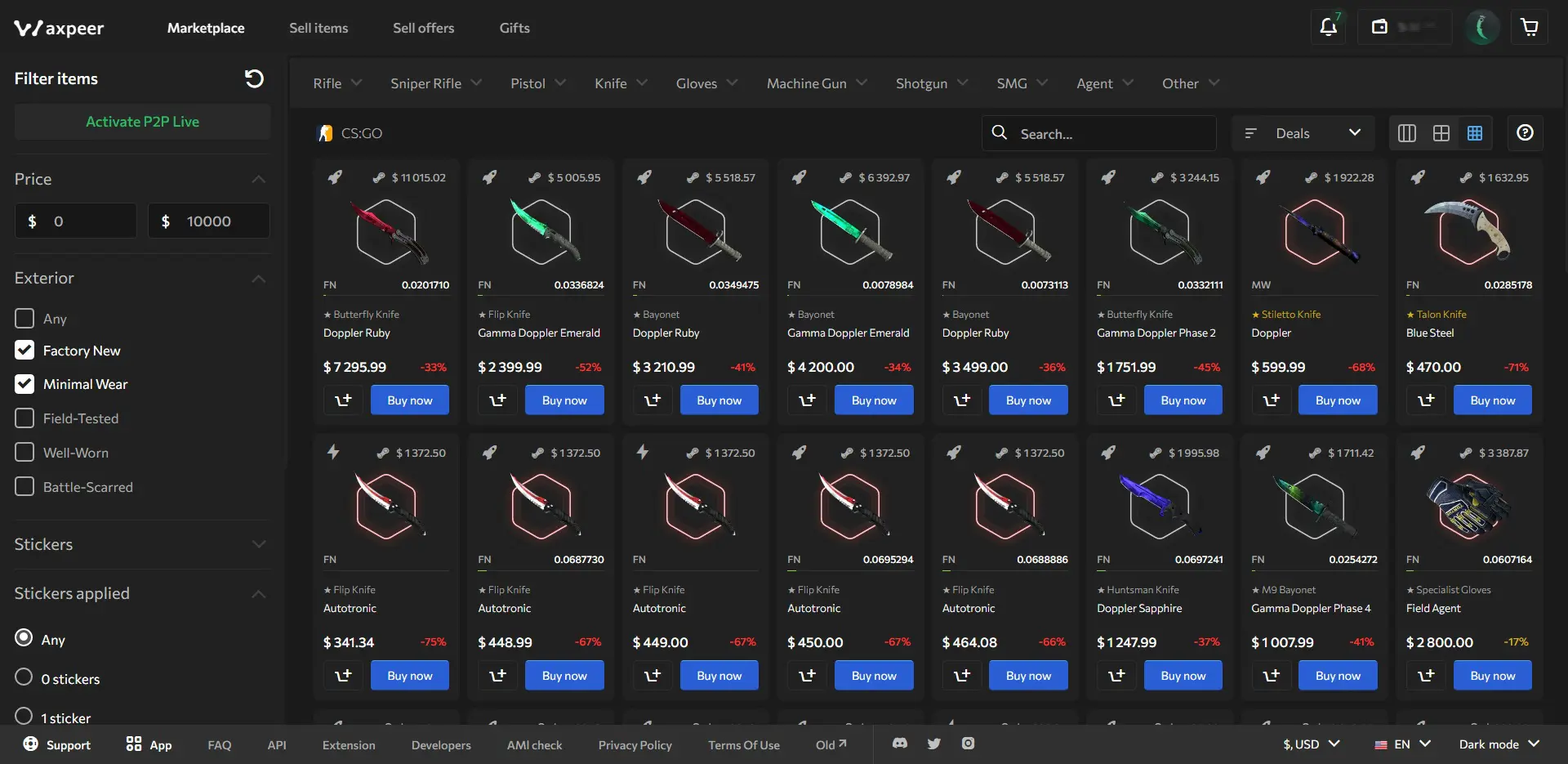 Waxpeer Marketplace Deals