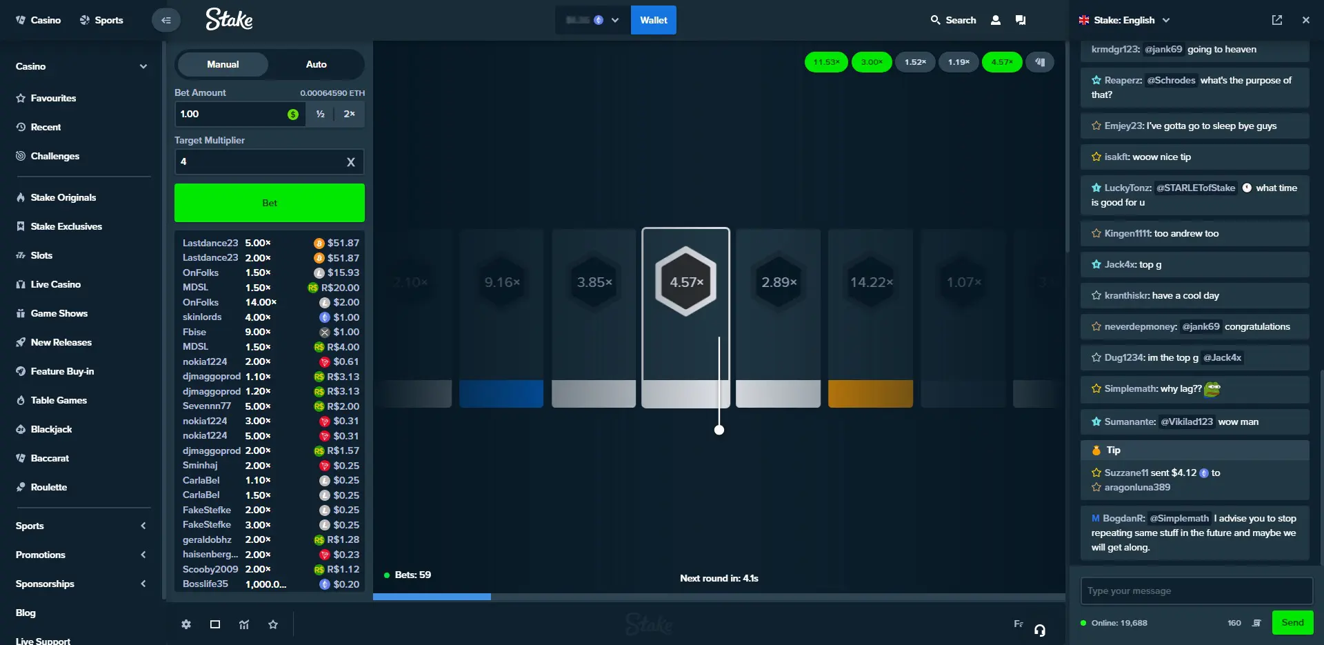 Stake.com Original Slider Roulette Gamemode