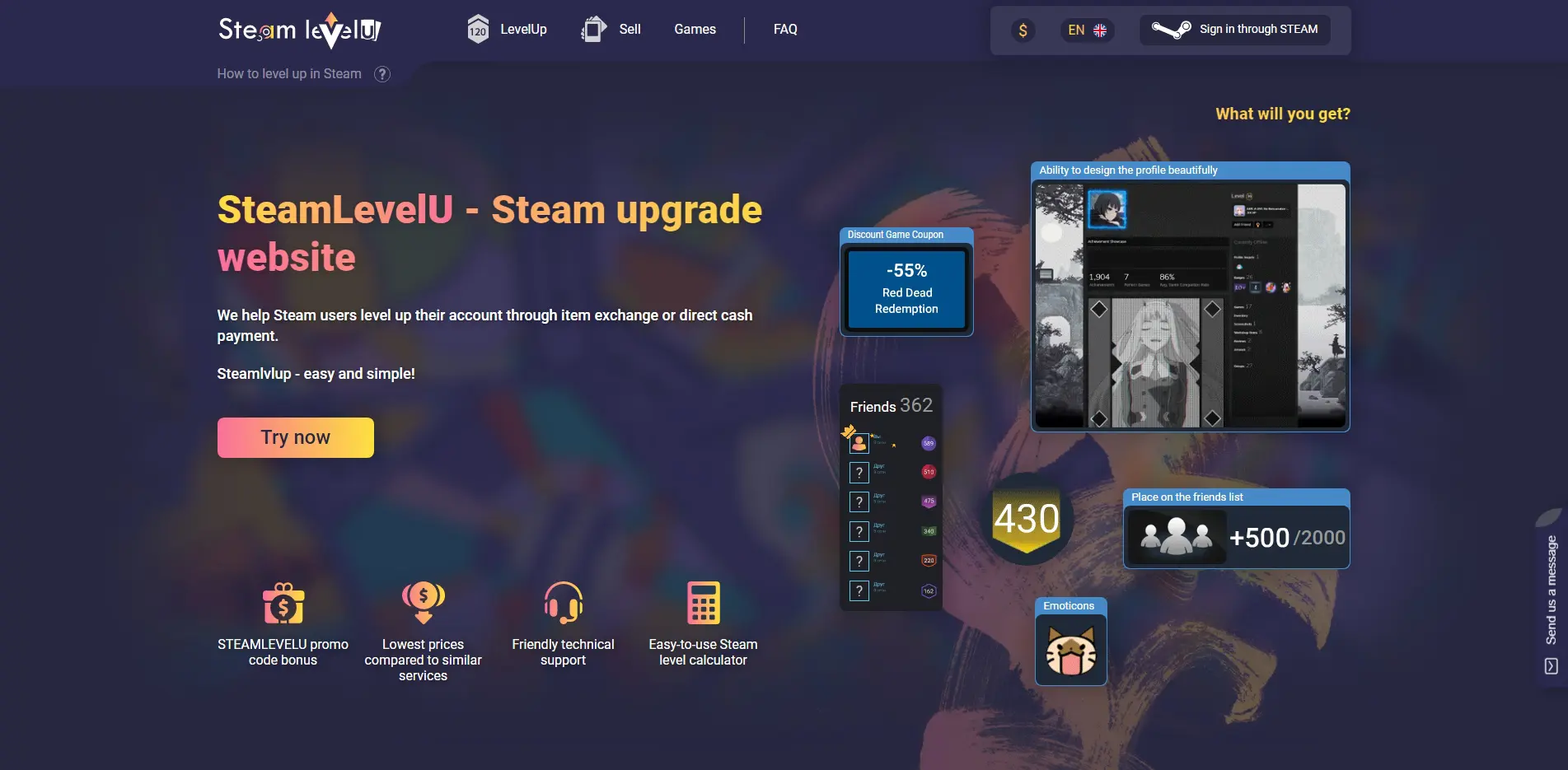 SteamLevelU Landing Page