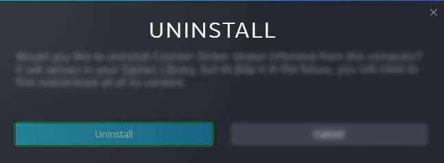 Uninstalling Counter-Strike: Global Offensive