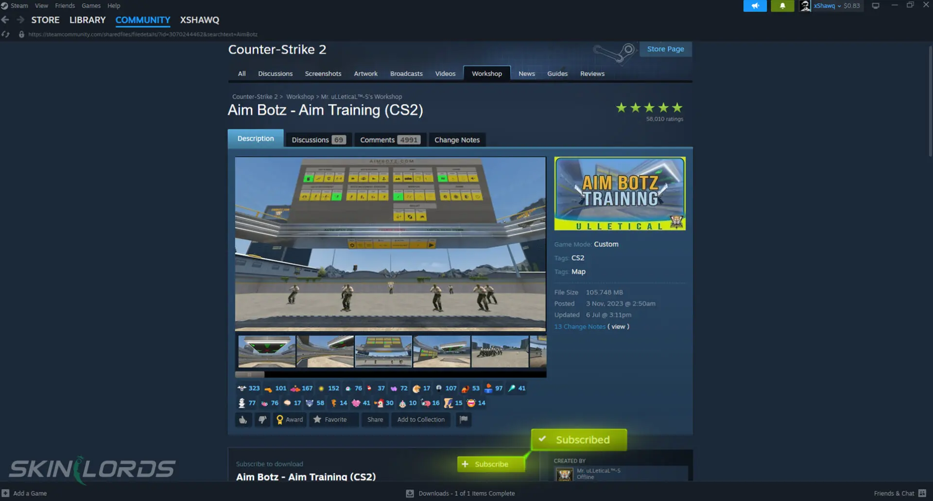 cs2 workshop map in steam menu