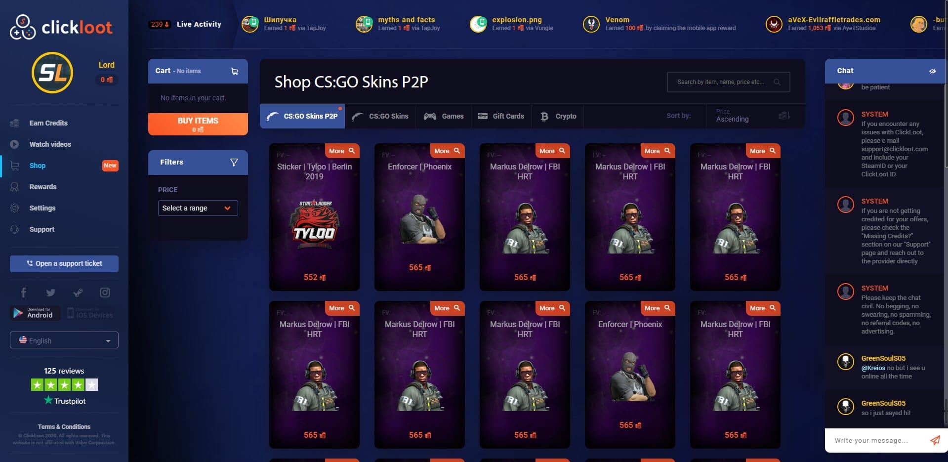 ClickLoot Withdraw Bottom