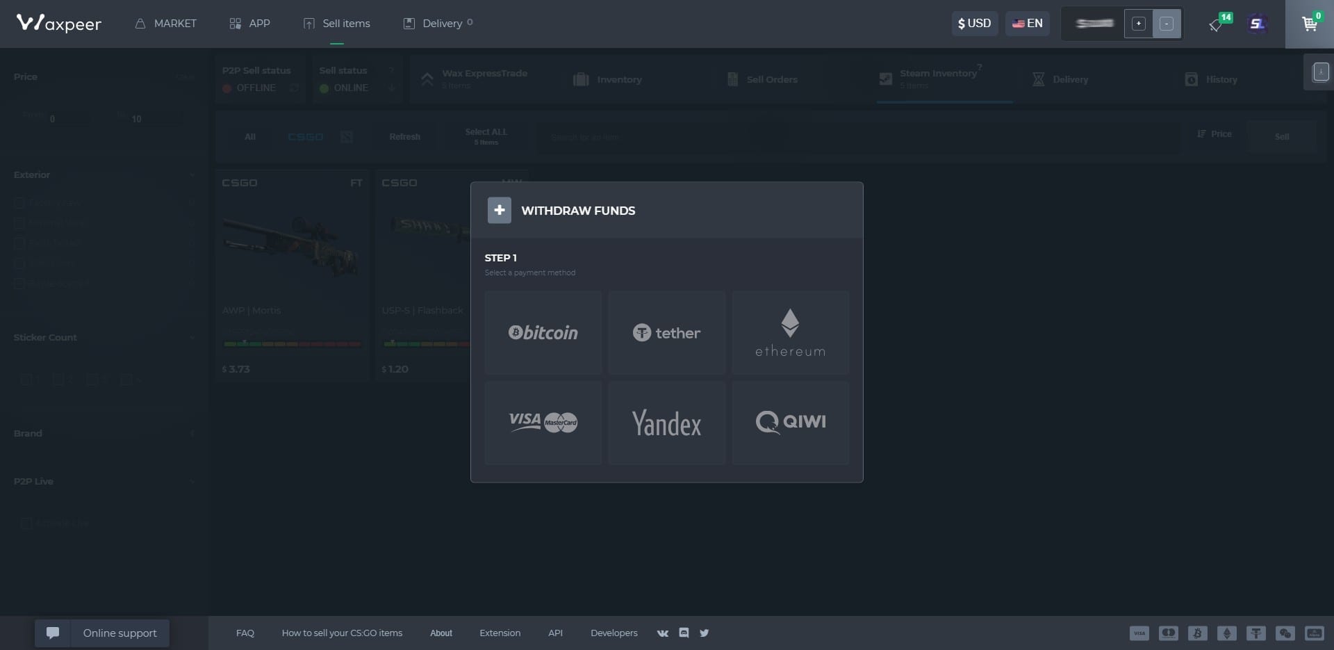 Waxpeer Withdraw