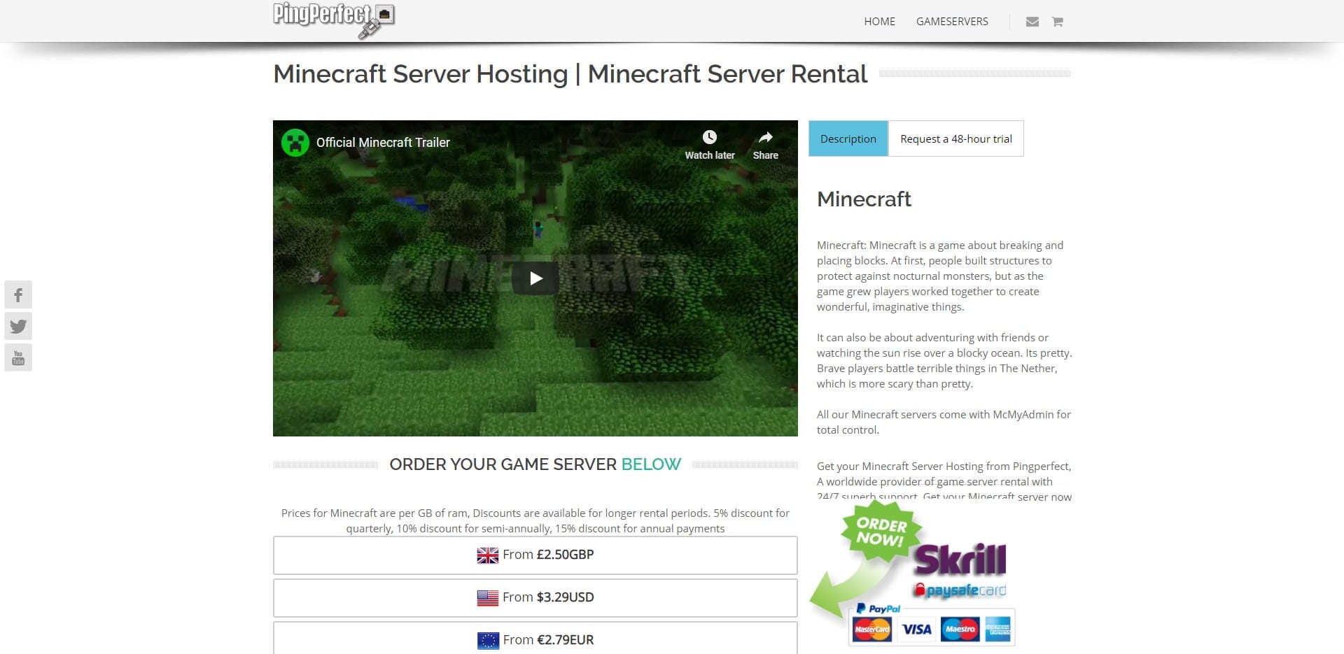 PingPerfect Minecraft Server Hosting