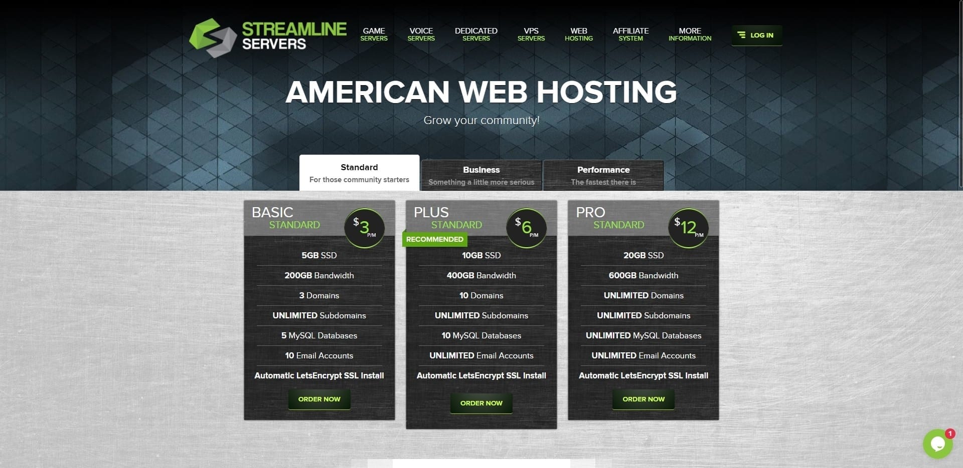 StreamLine Servers Web Hosting Overview
