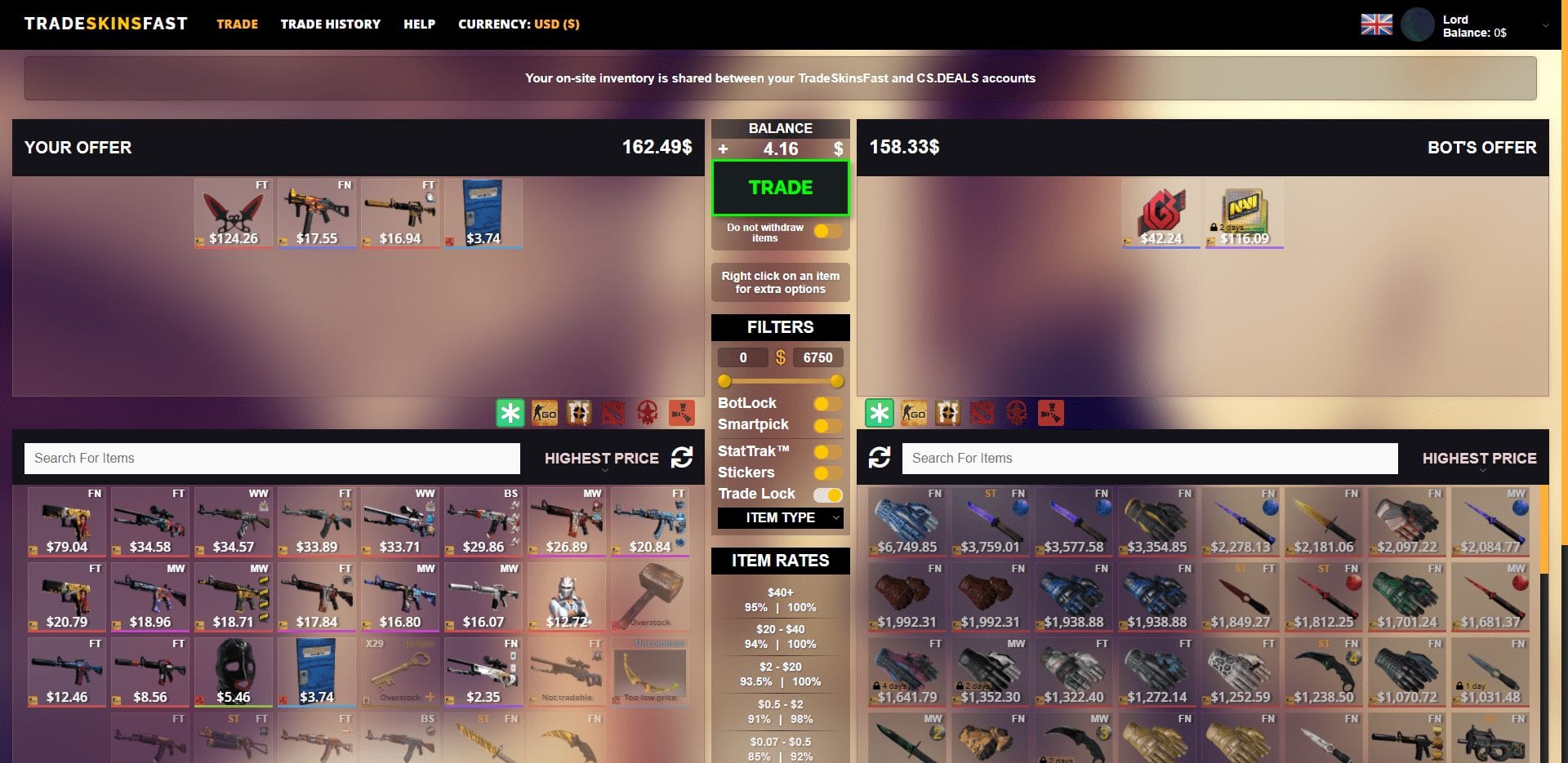 TradeSkinsFast Trade Offer Page