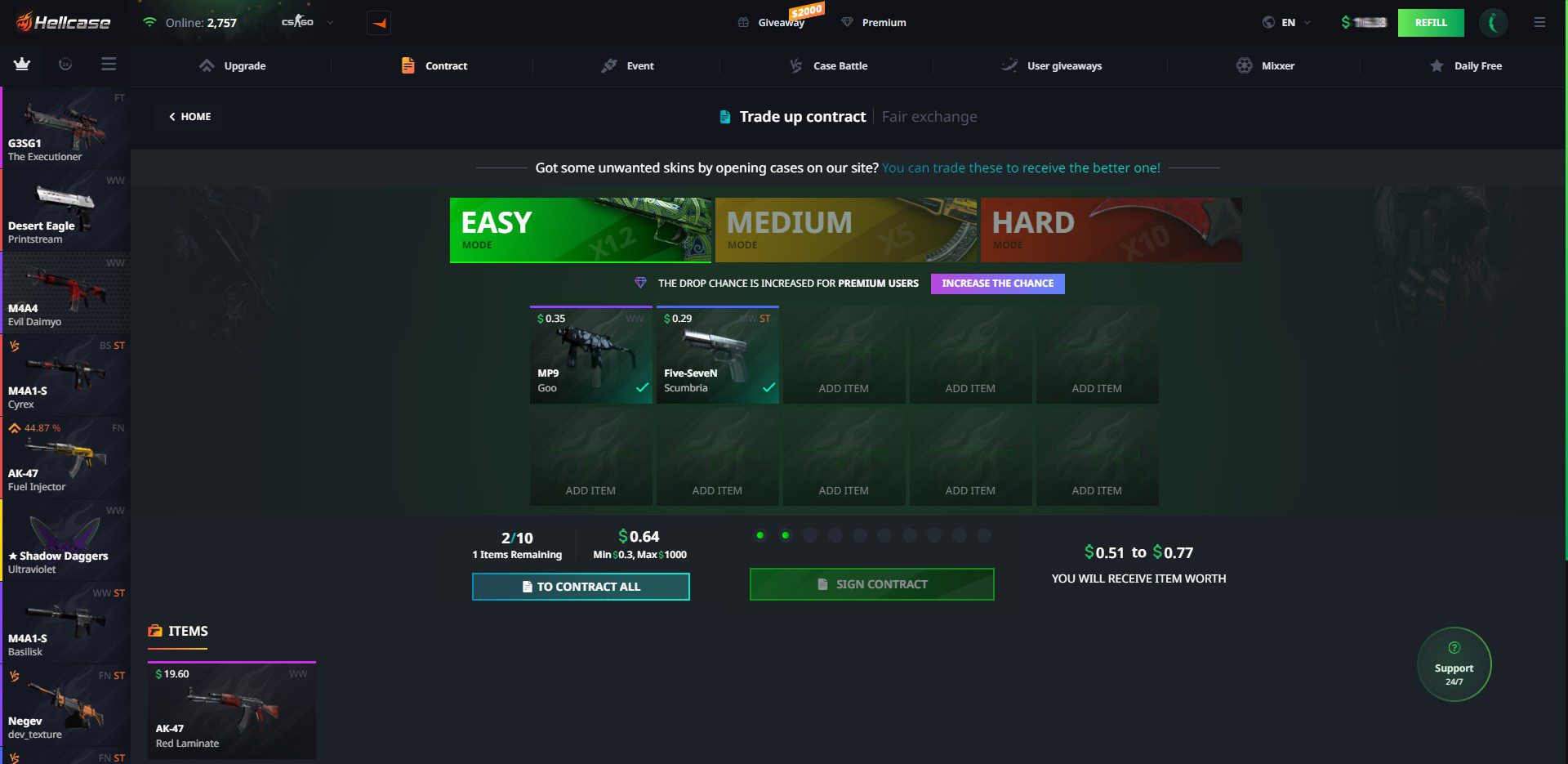Hellcase Trade Up Contract Easy Mode
