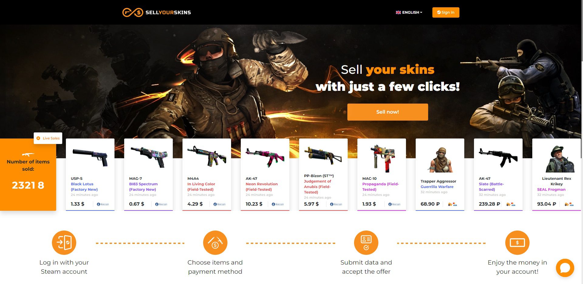 SellYourSkins Landing Page