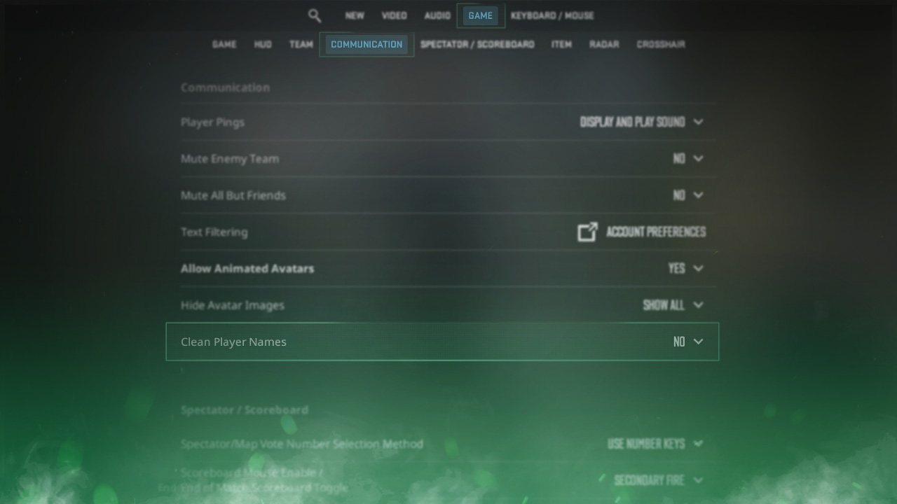 Turn On or Off Clean Player Names in CS2