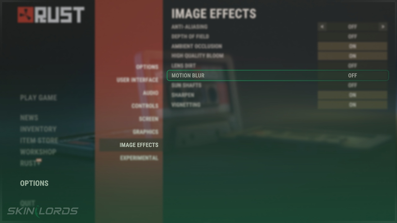 モーションブラーの無効化と有効化(Disable and Enable Motion Blur) Rust