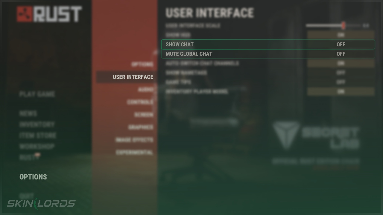 Вимкнення та ввімкнення показу чату Rust Налаштування