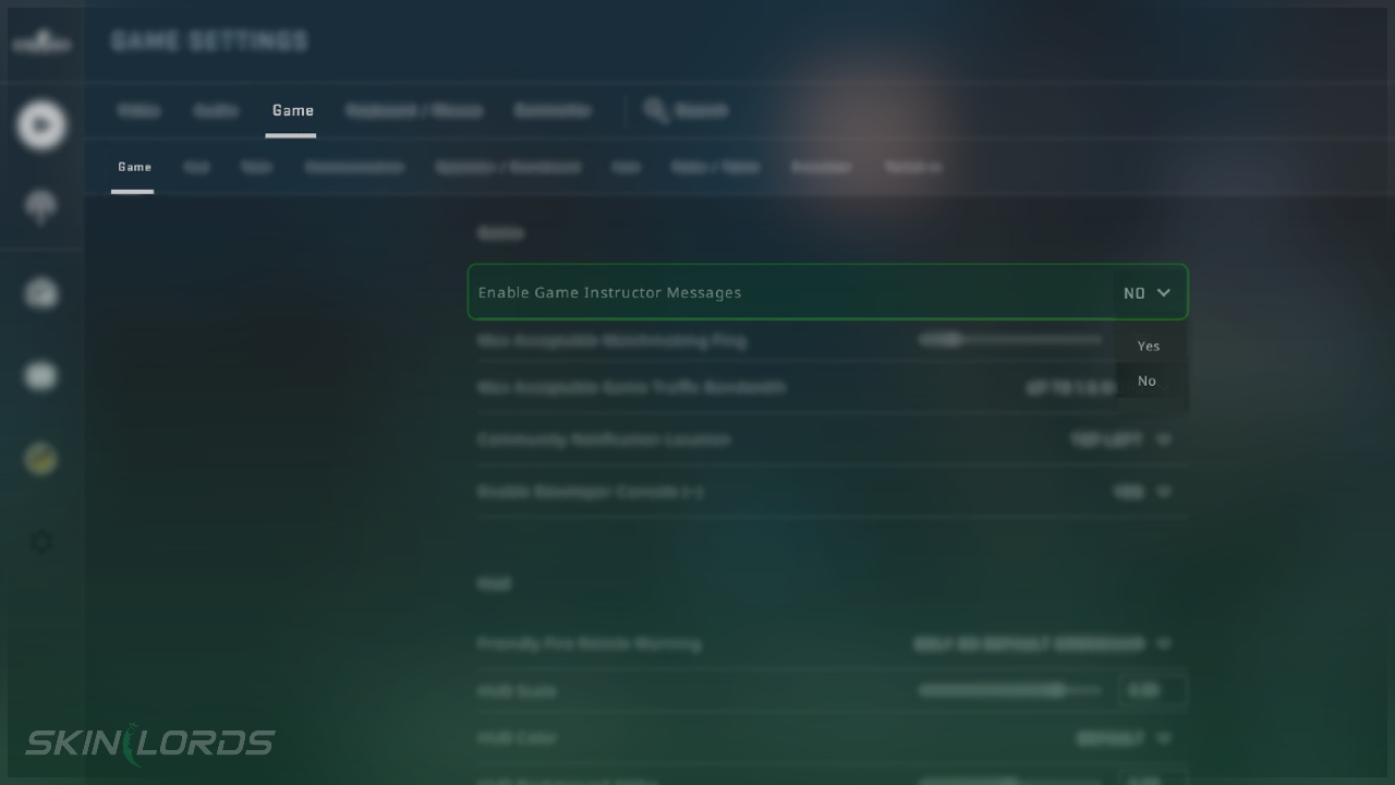 Disable Game Instructions CSGO Setting