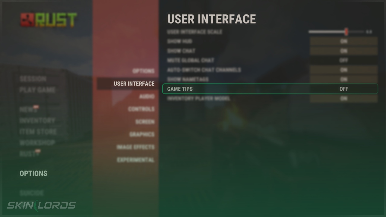 Desactivar Consejos de Juego Rust Setting