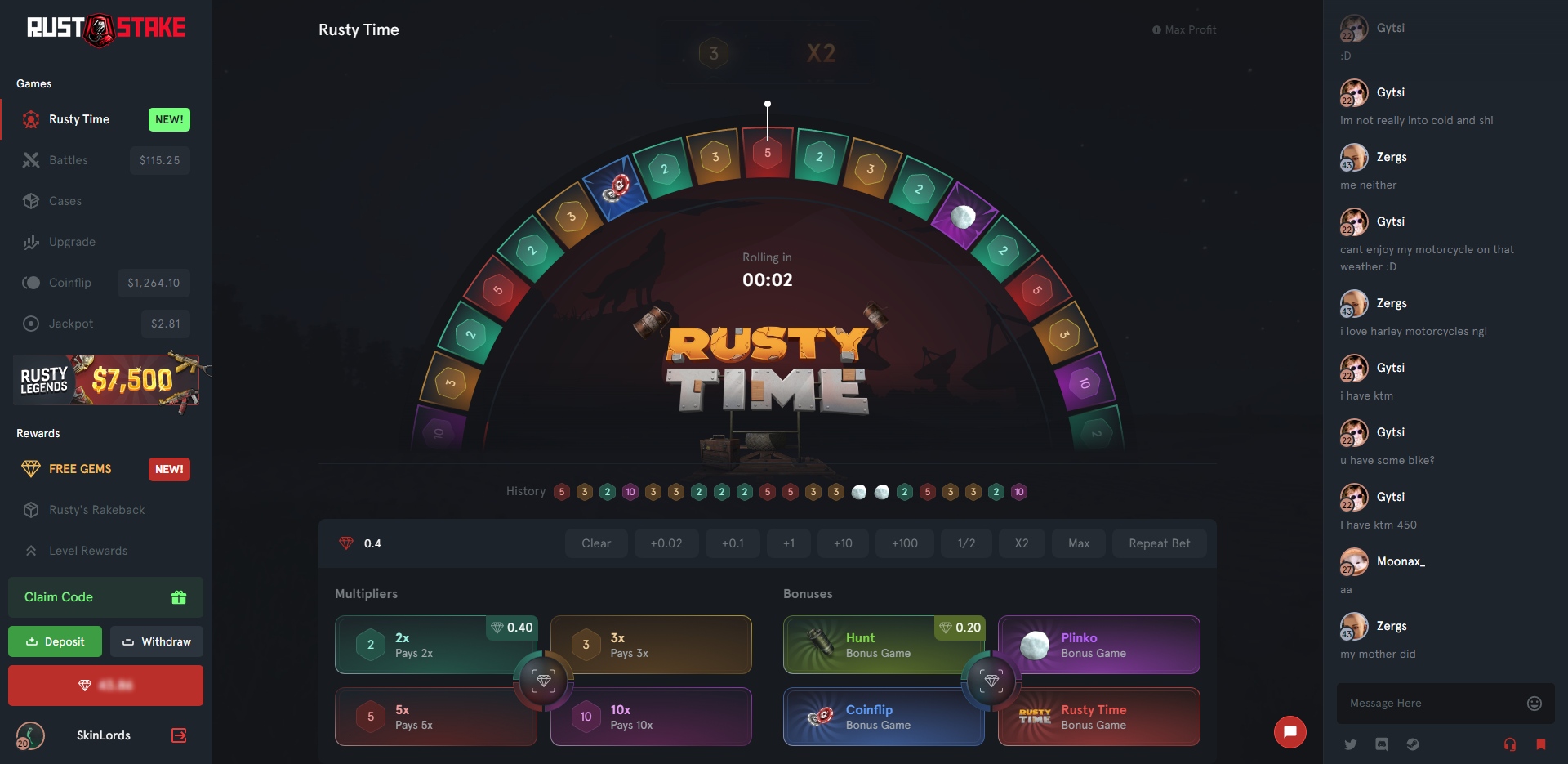 RustStake RustyTime Roulette