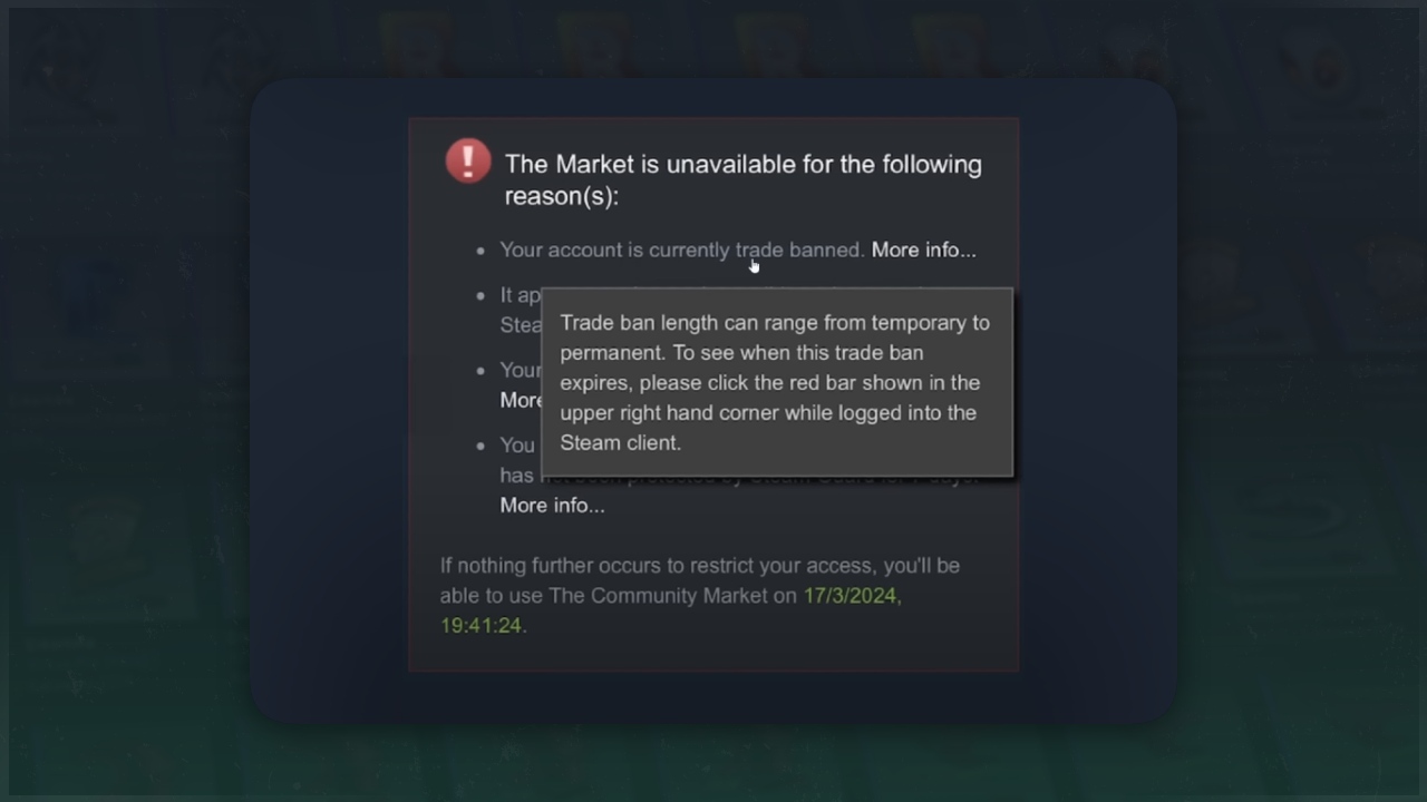 Steam Community Market Ban Lift Date