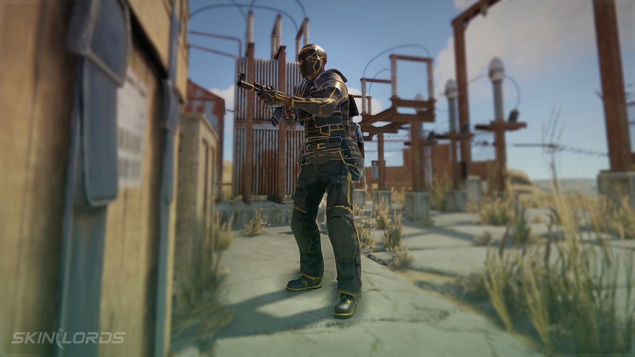 Preto e dourado Skins Rust  Conjunto de armadura