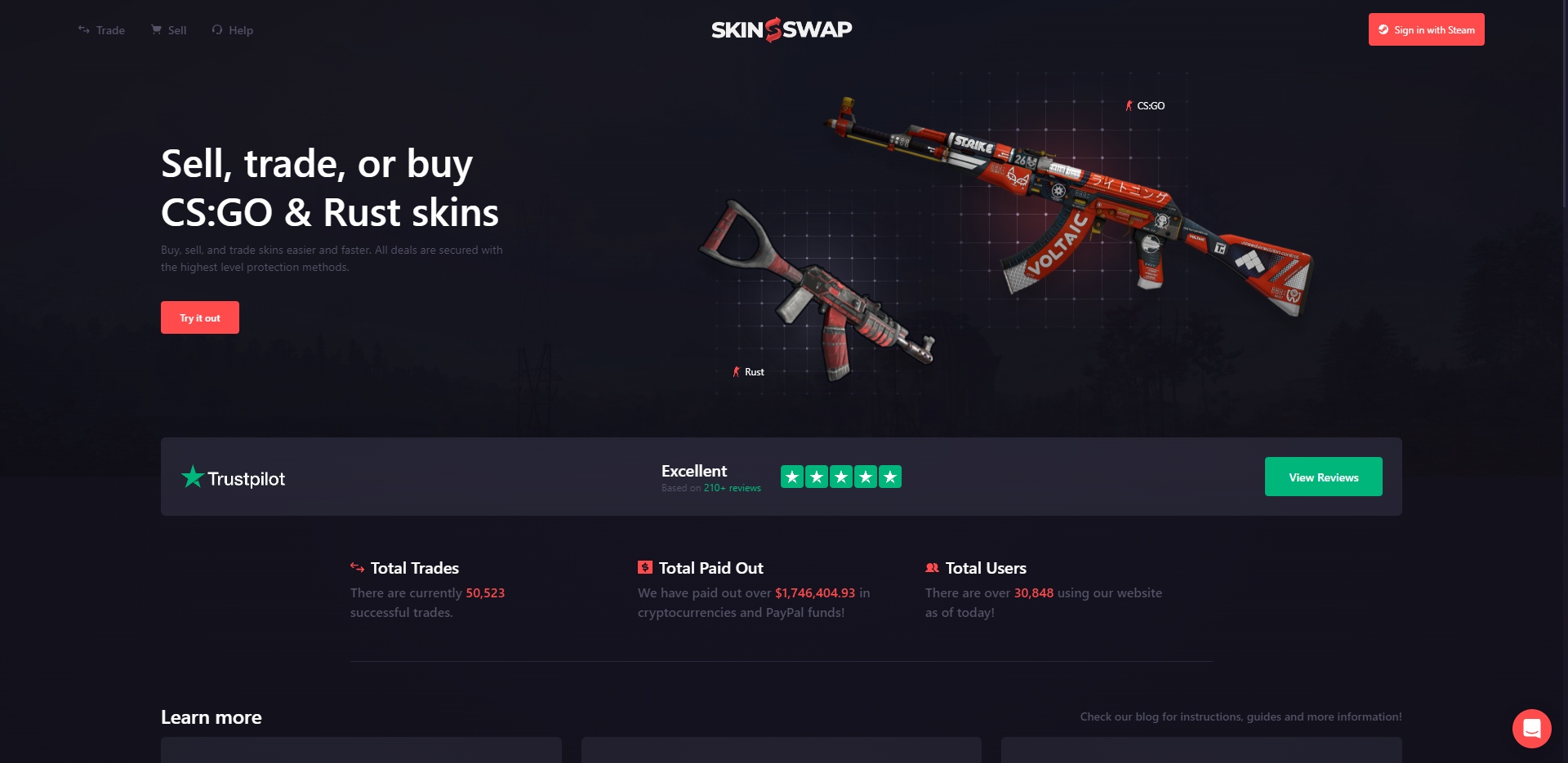 Page d'accueil du SkinSwap