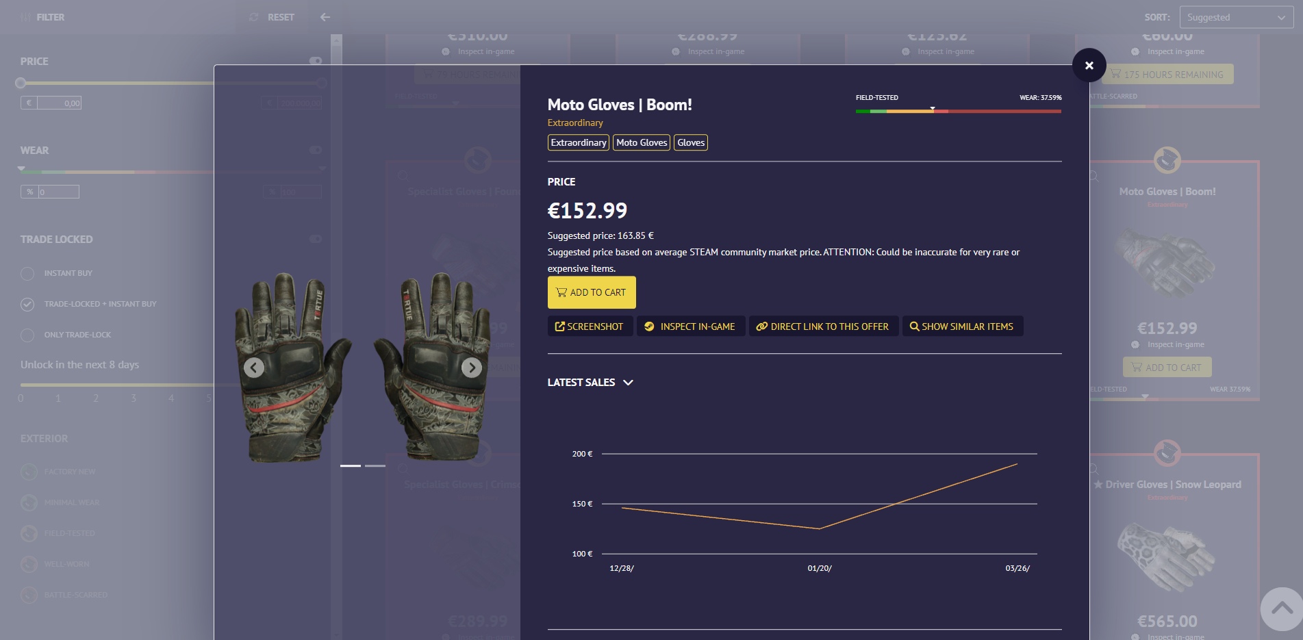 SkinBaron Moto Gloves Boom! Price Graphs