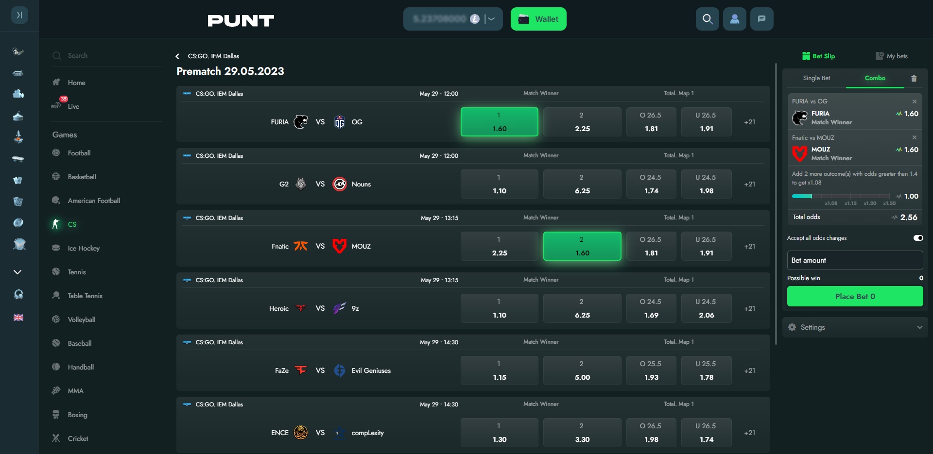 Punt.com Sports Betting Counter-Strike