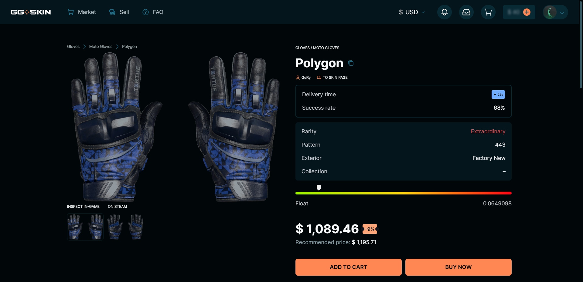 GGSkin Moto Gloves Polygon CS:GO