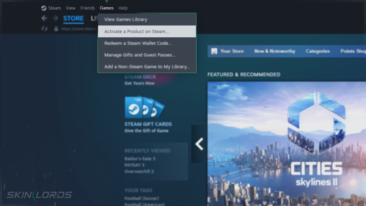 Activar la clave del juego en Steam App