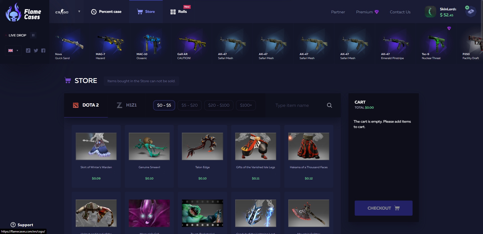 FlameCases Dota 2 Magasin d'articles