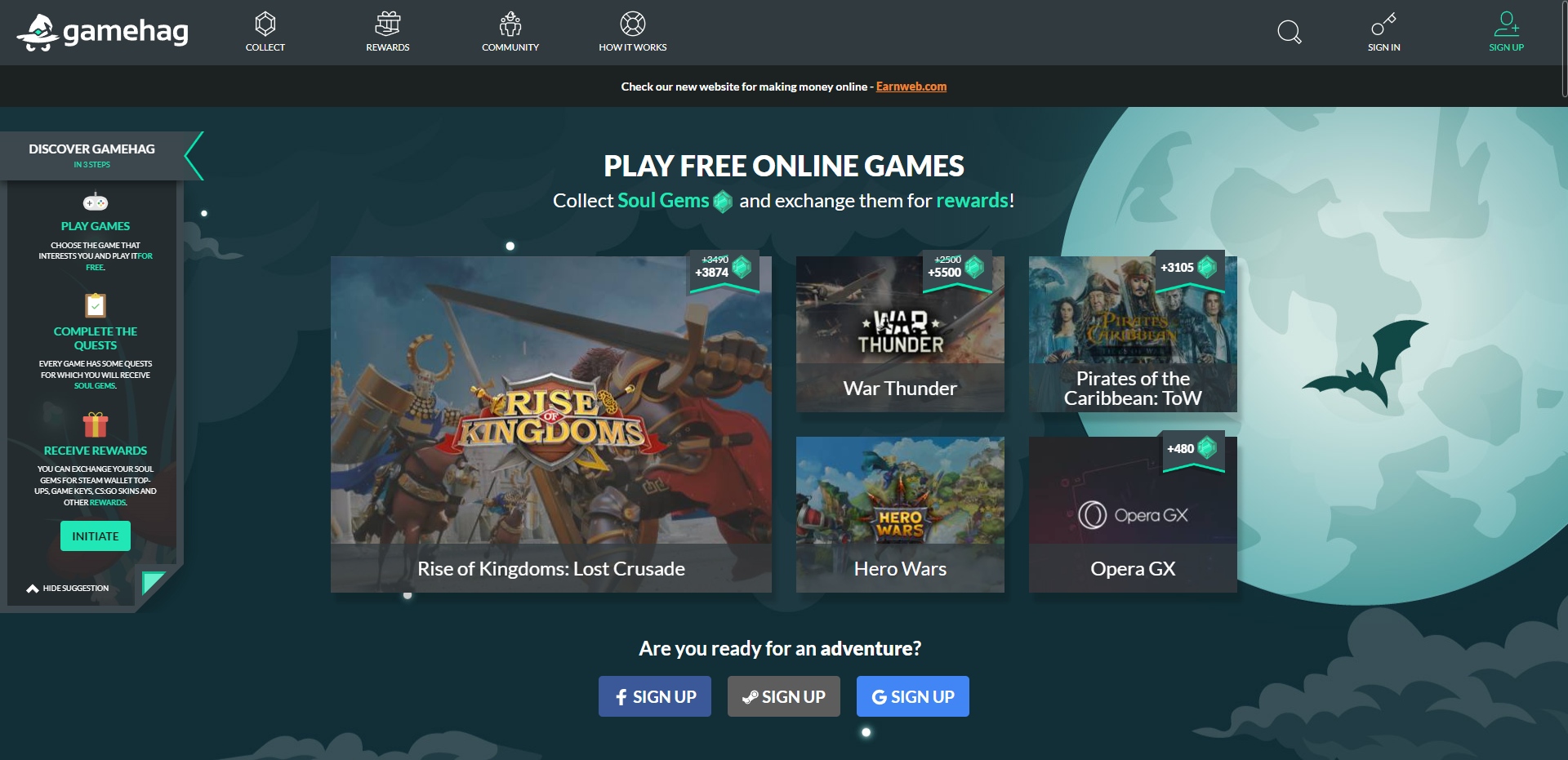 Gamehag.com Landing Page