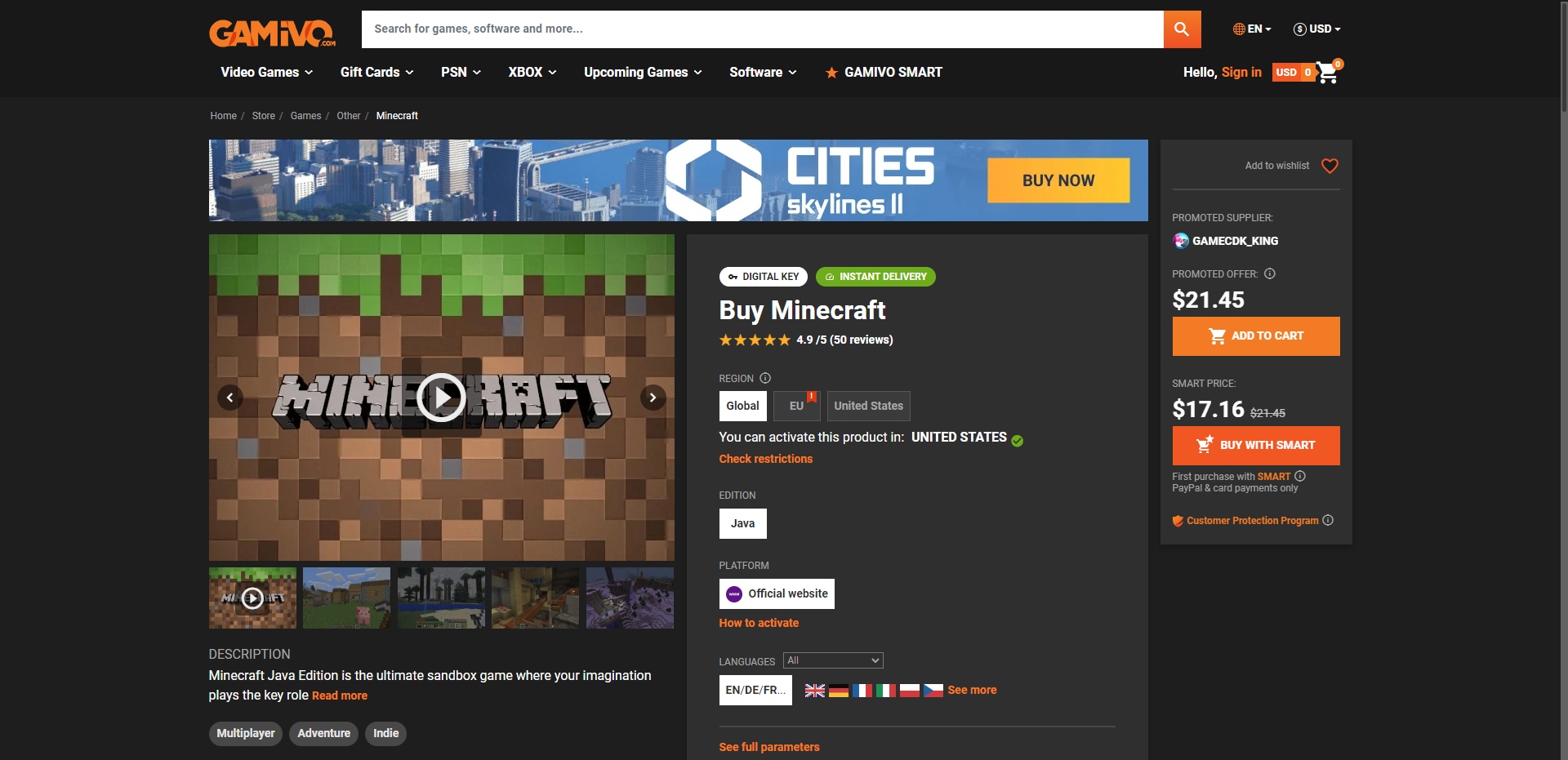 Gamivo.com Minecraft PCゲーム