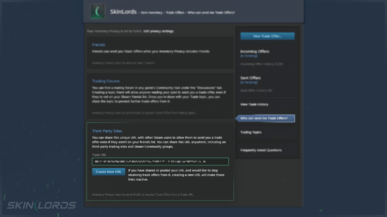 Steam Trade URL Steam Settings