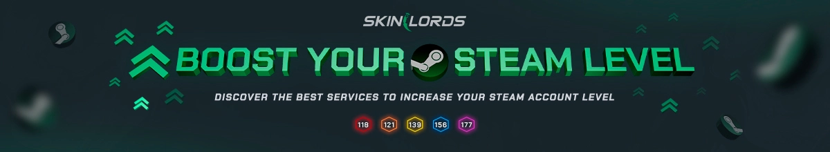 Best Websites to Level Up on Steam Banner SkinLords