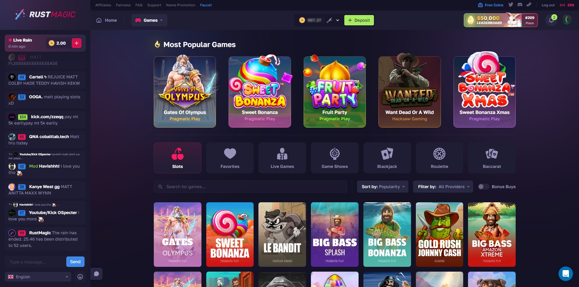 RustMagic Slots and Live Games Overview
