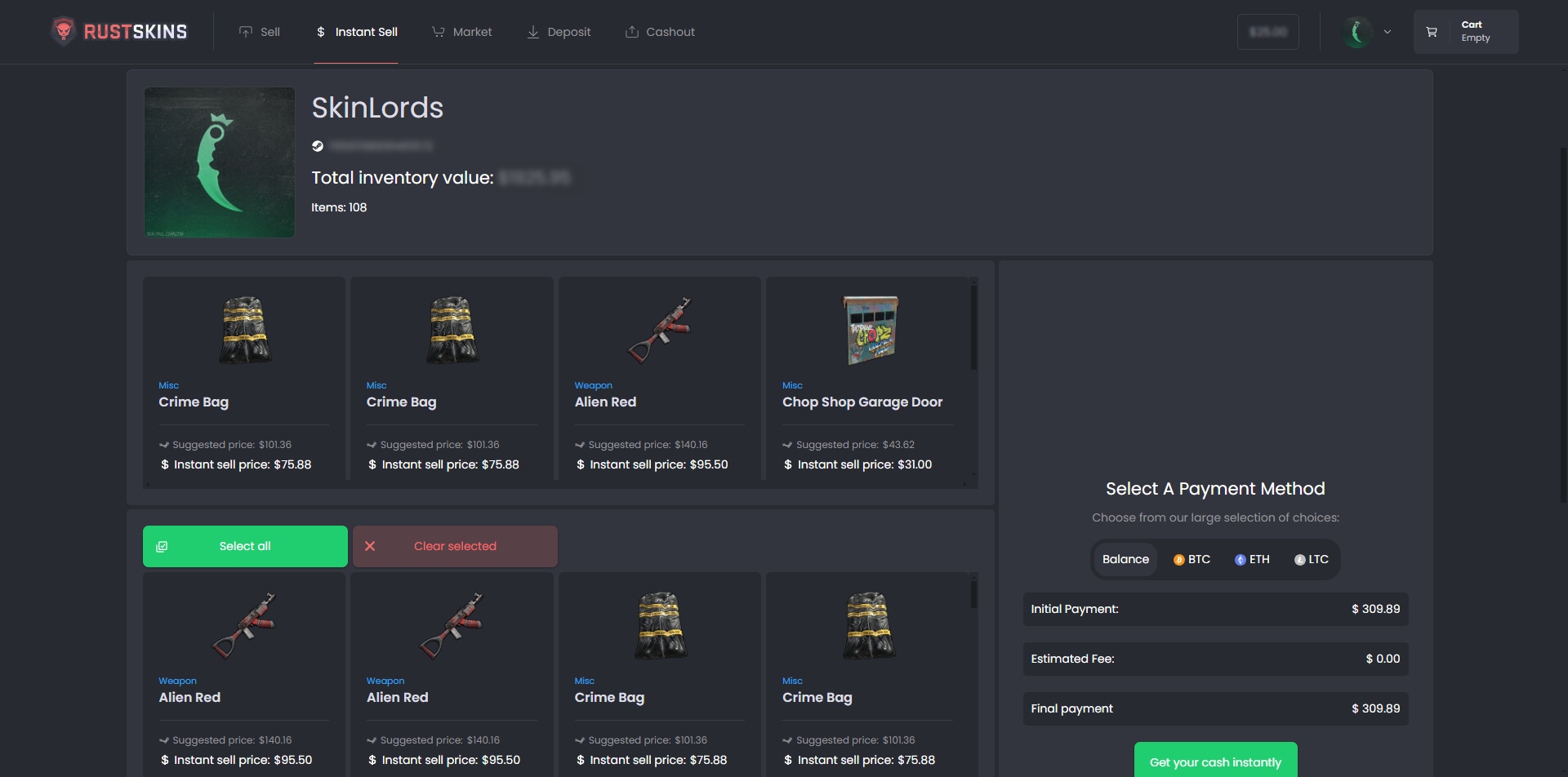 Best Rust Instant Cashout Sites - 7 Rust Instant Sell Sites Compared -  SkinLords