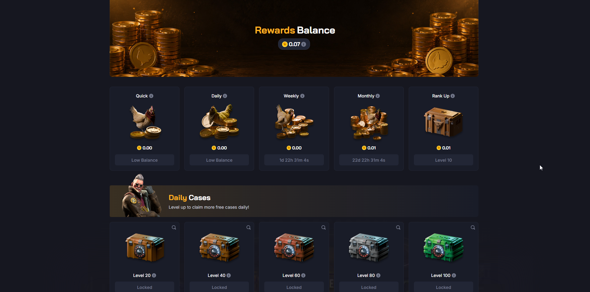 Chicken.GG Rewards Page