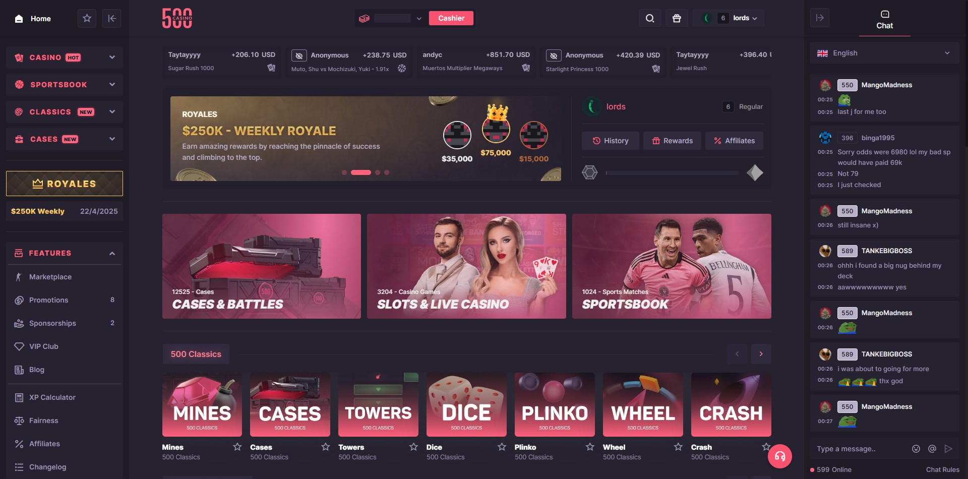 500 Casino Home