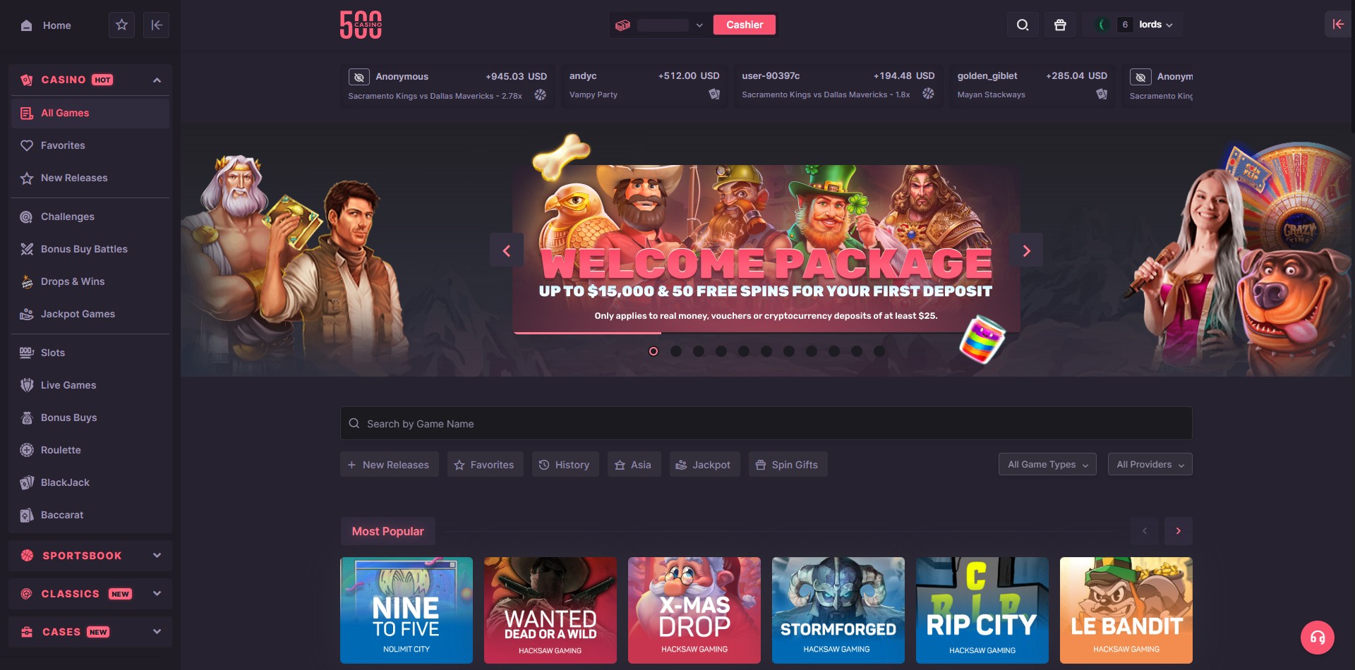 500 Casino Live Casino Games