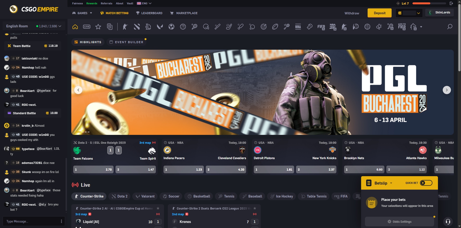 CSGOEmpire Match Betting