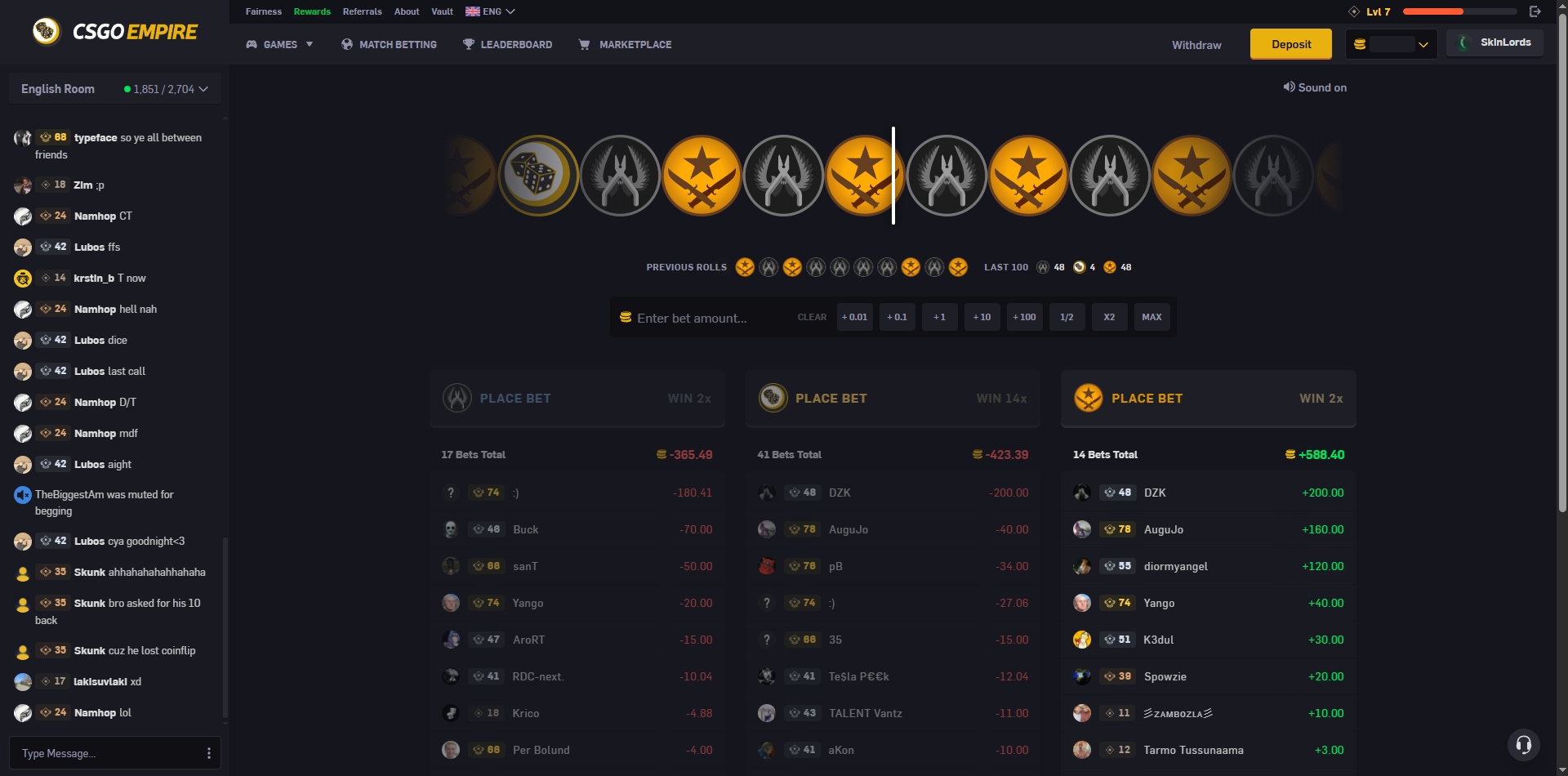 CSGOEmpire Roulette Game