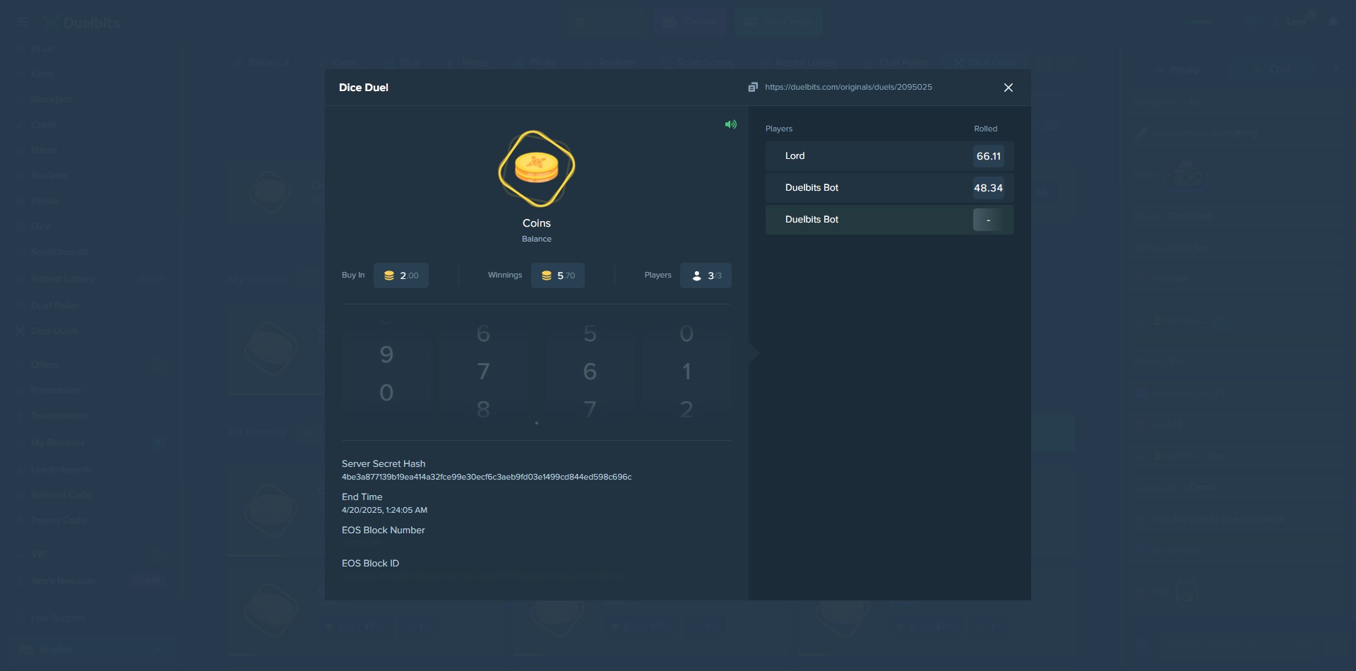 Duelbits Dice Duels Game