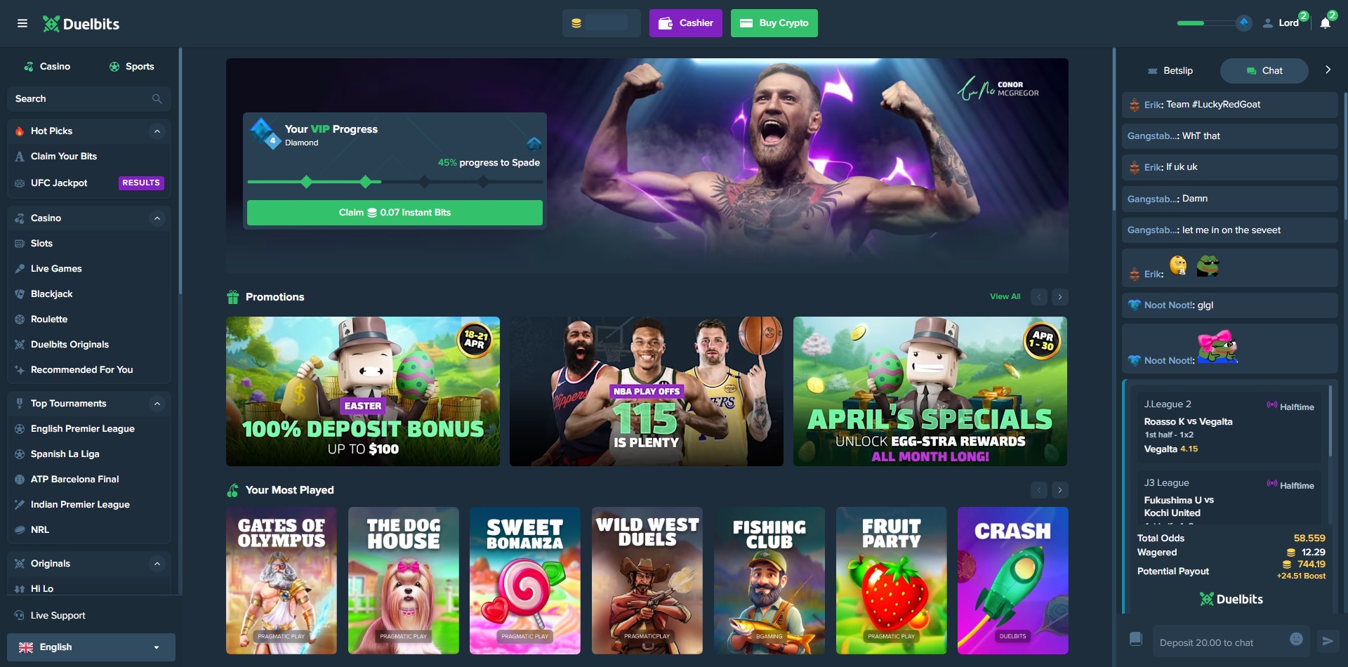 Duelbits Homepage Landing